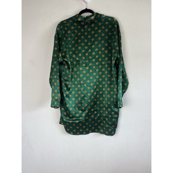 Victoria Secret Vintage Y2K Gold Label Womens Sleep Shirt Green Satin Pjs Medium - Picture 2 of 11